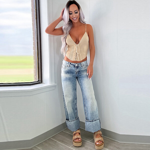 Solid Color High Waist Straight Pants Women's European And American Fashion Retro - Image 2