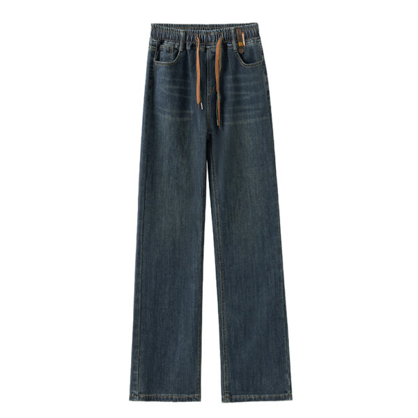 Loose Waist Trimming Lace-up Jeans For Women - Image 9