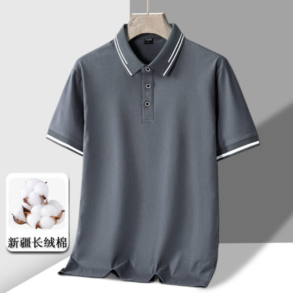 Men's Short-sleeved T-shirt Full Cotton Thin Section Business Lapel - Image 4