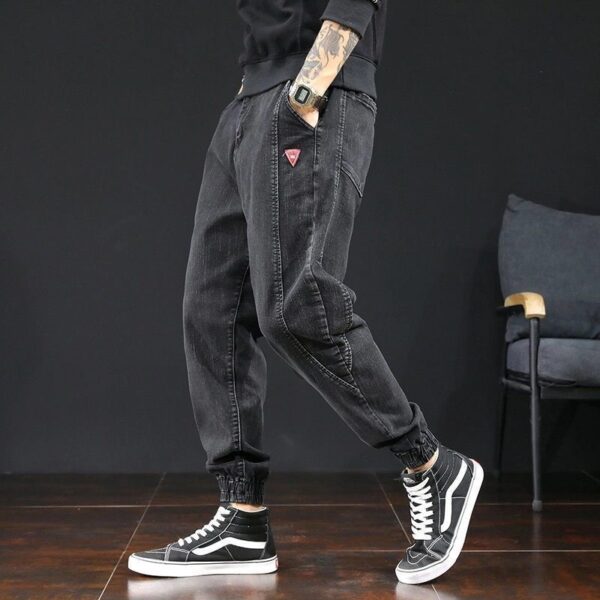 Ankle-tied Jeans Men's Loose Cargo Harlan Cropped Leisure - Image 2