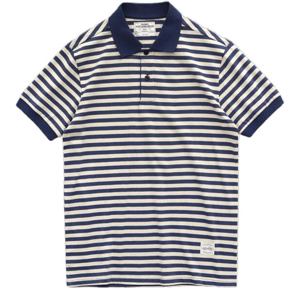 Summer Loose Lapels Men's Retro Casual Striped Short Sleeve - Image 3