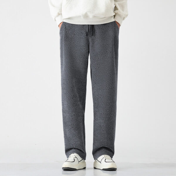 Chenille Slanted Stripe Casual Pants Men's Loose Wide-leg Pants Silver Silk Sweatpants - Image 4