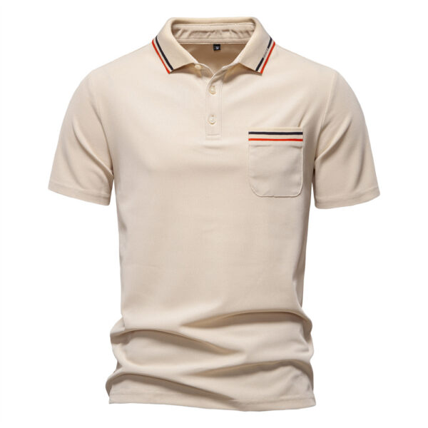 Short-sleeved Polo Shirt Striped Lapel Business Casual Top Men - Image 9