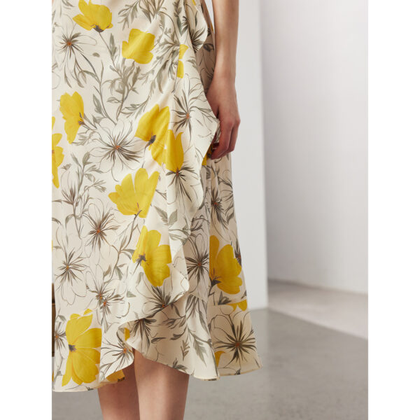 Women's Stomach Blanket-style Lace Printing Short-sleeved Silk Dress - Image 9