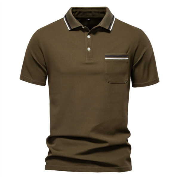 Short-sleeved Polo Shirt Striped Lapel Business Casual Top Men - Image 5