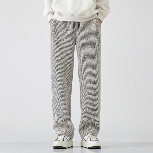 Chenille Slanted Stripe Casual Pants Men's Loose Wide-leg Pants Silver Silk Sweatpants - Image 2
