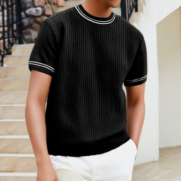 Men's Complex Knitwear Short Sleeve T-shirt Round Neck - Image 4