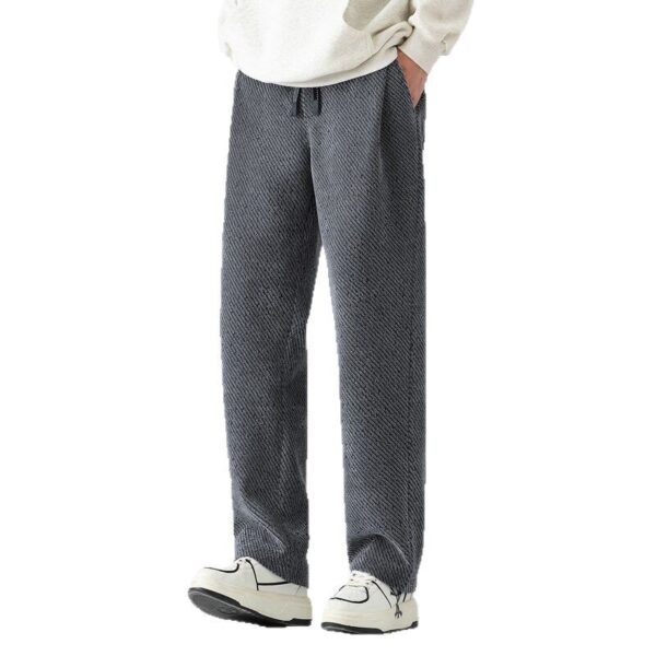 Chenille Slanted Stripe Casual Pants Men's Loose Wide-leg Pants Silver Silk Sweatpants - Image 5