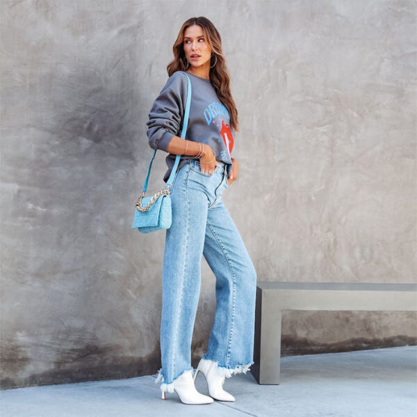 Women's Fashion Simple Tassel Straight-leg Trousers - Image 3