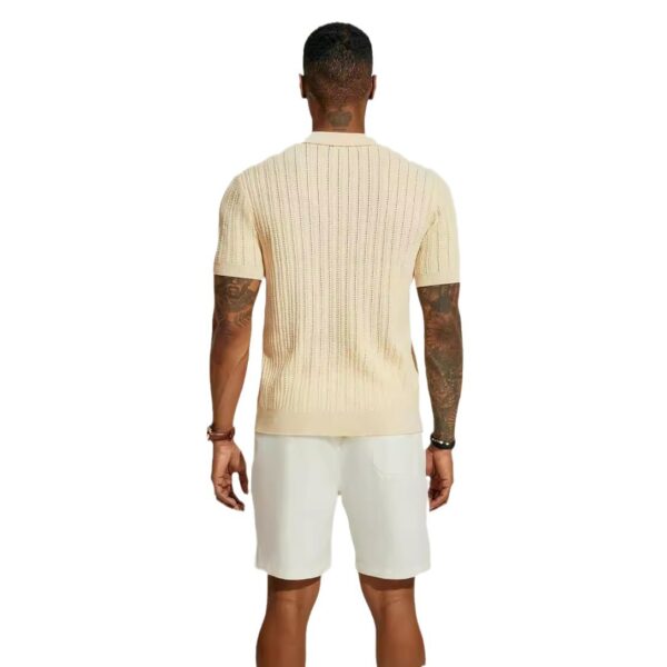 Summer Cool Knitted Men's Shirt Short Sleeved Lapel Solid Color - Image 8