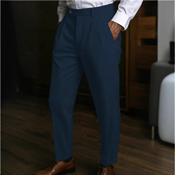 Men's Linen Pocket Flat Comfortable Breathable Trousers - Image 3