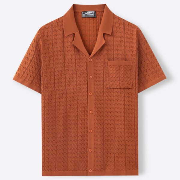 Summer New Short Sleeve Cuban Collar Knitted Polo Shirt - Image 3