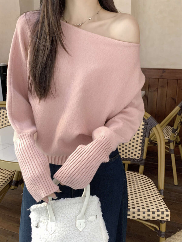 Lazy Off-neck Sweater Bottoming Shirt Women - Image 9