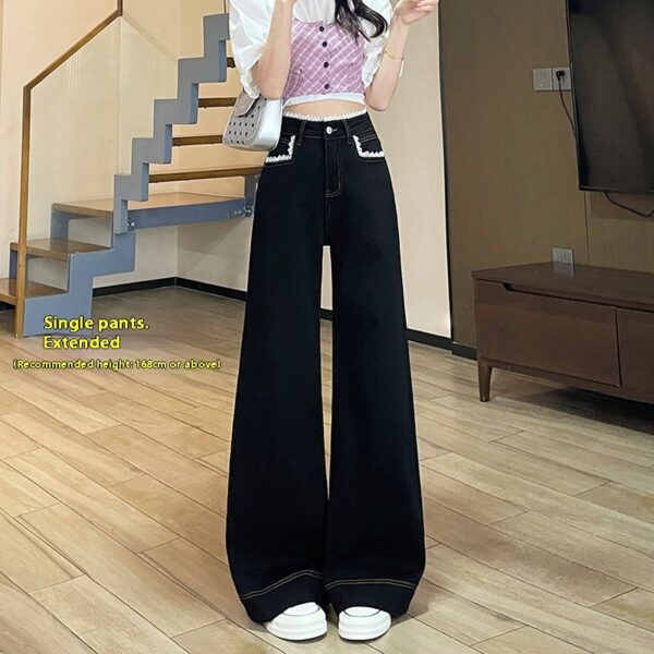 Women's Lace-trim Wide-leg Jeans - Image 9