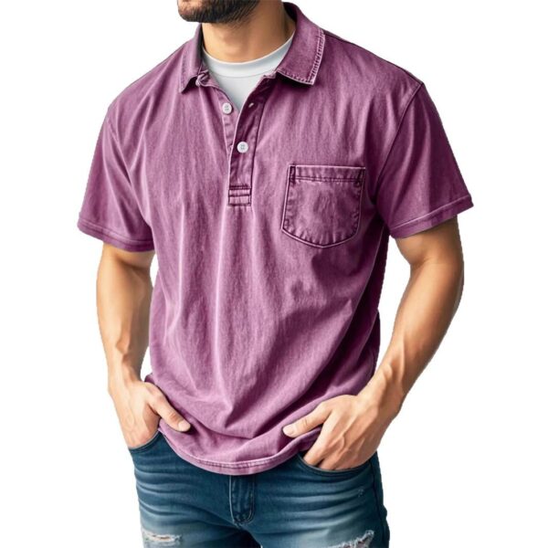 Men's Casual All-matching Short Sleeve Button Lapel Shirt Polo Shirt - Image 8