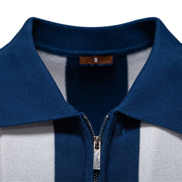 Lapel Short-sleeved Woolen Polo Shirt For Men - Image 2