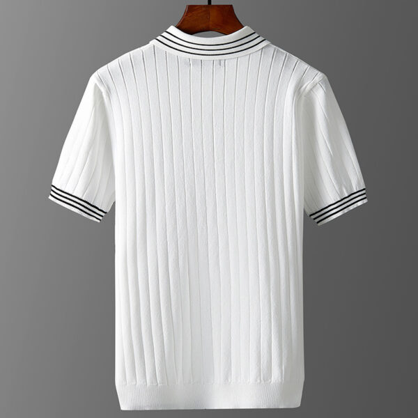 Men's Ice Silk Short Sleeve Thin Lapels Polo Sweater - Image 4