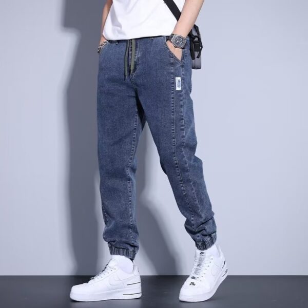 Youth Casual Harem Drawstring Elastic Elastic Beam Foot Type Men's Jeans - Image 2