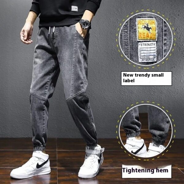 Ankle-tied Jeans Men's Loose Cargo Harlan Cropped Leisure - Image 5