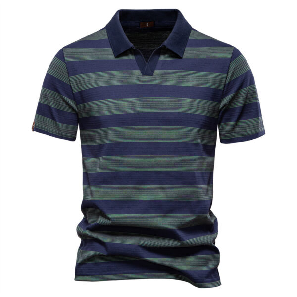 Striped Lapel Men's Polo Shirt Fashion - Image 3