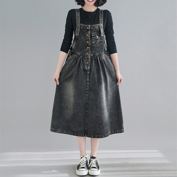 Denim Suspender Skirt Dress Denim Skirt - Image 4