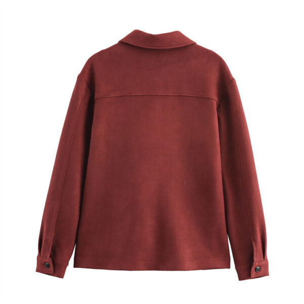 Elegant Single-breasted Lapel Double Pocket Long Sleeve Coat - Image 3