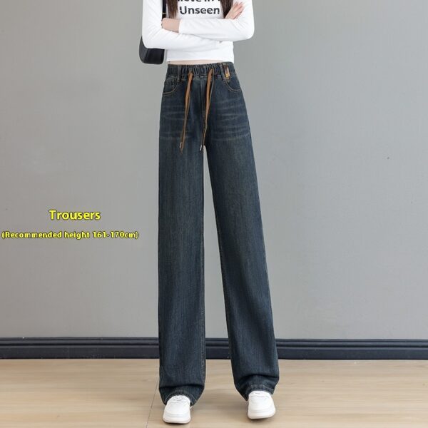 Loose Waist Trimming Lace-up Jeans For Women - Image 3