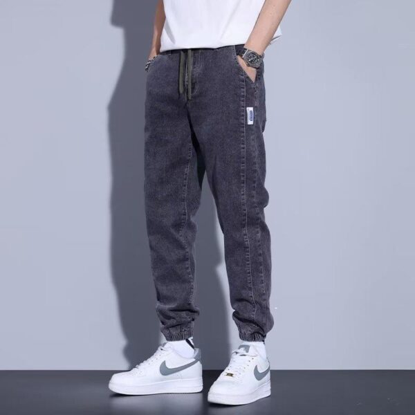 Youth Casual Harem Drawstring Elastic Elastic Beam Foot Type Men's Jeans - Image 4