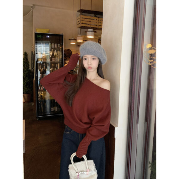 Lazy Off-neck Sweater Bottoming Shirt Women - Image 4