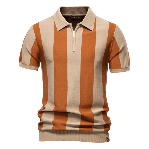 Lapel Short-sleeved Woolen Polo Shirt For Men - Image 7