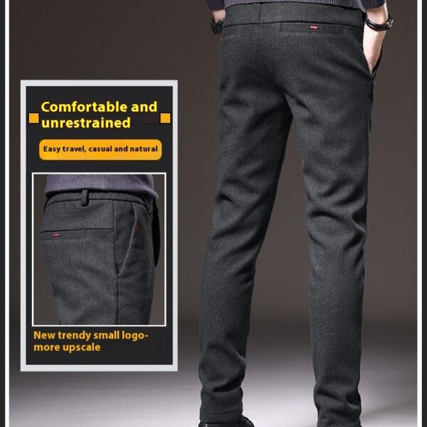 Style Autumn Brushed Casual Straight Business Middle-aged Father Men's All-matching Slim-fitting Long Pants - Image 2